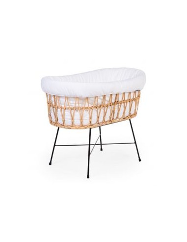 Rattan wieg - 70x51x90 cm - Metalen onderstel + matras + Jersey hoes