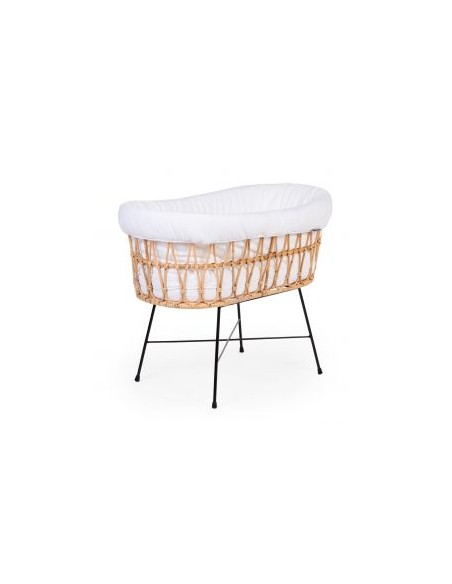 Rattan wieg - 70x51x90 cm - Metalen onderstel + matras + Jersey hoes