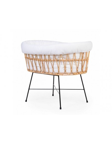 Rattan wieg - 70x51x90 cm - Metalen onderstel + matras + Jersey hoes
