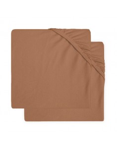Hoeslaken jersey 60x120cm caramel 2-pack