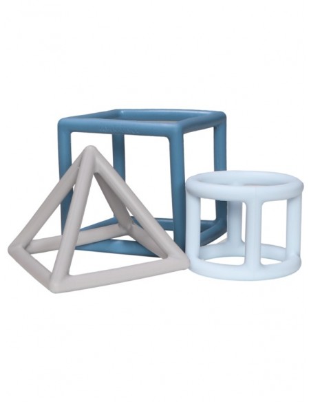 Label Label - Teether Toy Silicone - Geometric Shapes - Blue