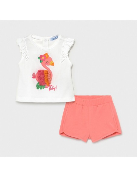 Mayoral T-shirt en short flamingo