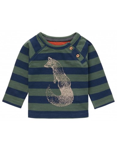 Noppies t-shirt lange mouwen gestreept groen blauw Joppe