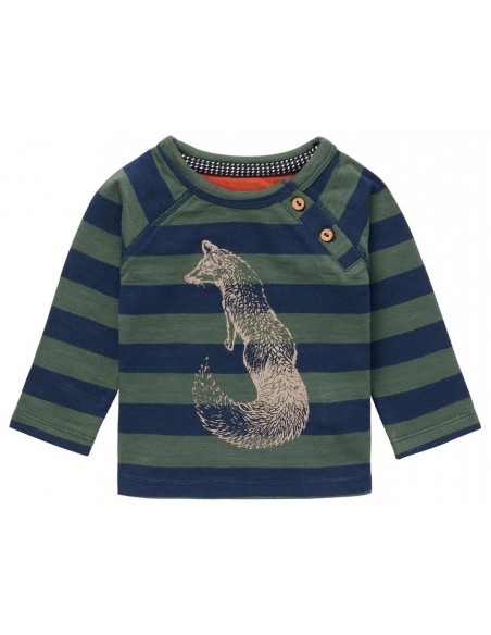 Noppies t-shirt lange mouwen gestreept groen blauw Joppe