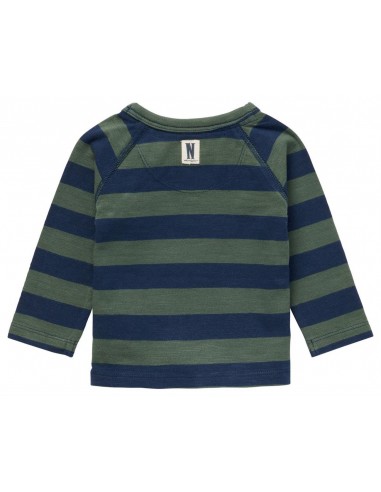 Noppies t-shirt lange mouwen gestreept groen blauw Joppe