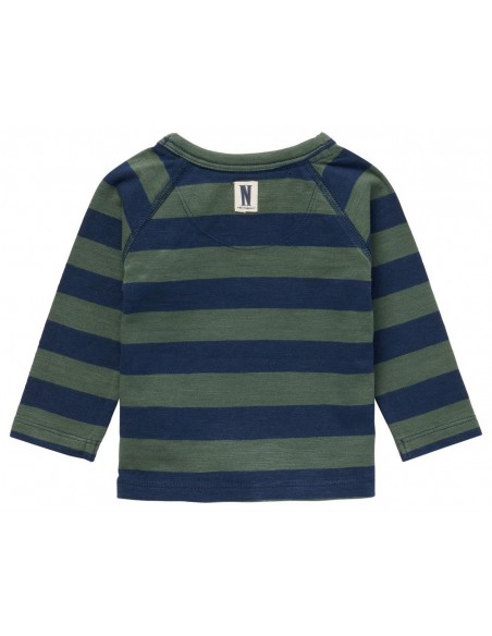 Noppies t-shirt lange mouwen gestreept groen blauw Joppe