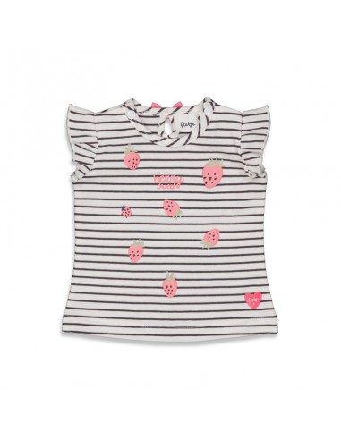 Feetje t-shirt korte mouwen gestreept 'berry sweet'