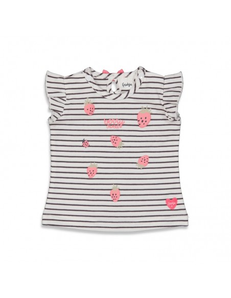 Feetje t-shirt korte mouwen gestreept 'berry sweet'