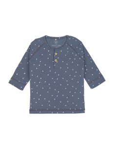 Lässig t-shirt lange mouwen bolletjes blauw