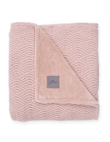 Deken100x150cm River knit pale pink/coral fleece