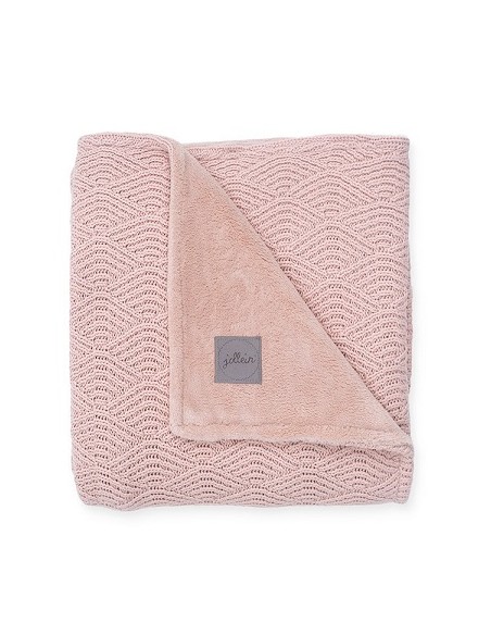 Deken100x150cm River knit pale pink/coral fleece