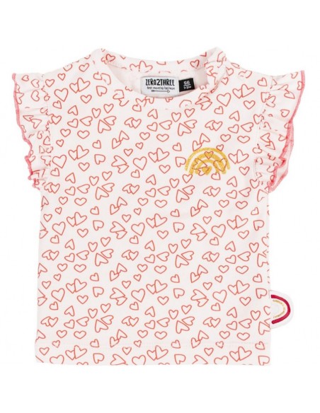 Zero2three T-shirt roze met hartjes
