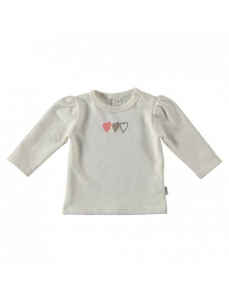BESS T-shirt lange mouwen wit hartjes