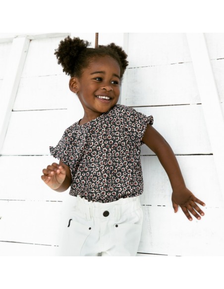 Daily7 Shirt ss flower Navy Blue