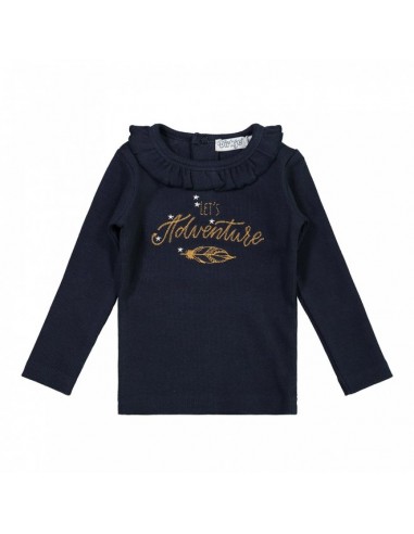 Dirkje meisjes shirt donkerblauw ruche