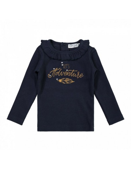 Dirkje meisjes shirt donkerblauw ruche