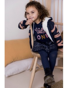 Dirkje meisjes shirt donkerblauw wild one pailletten