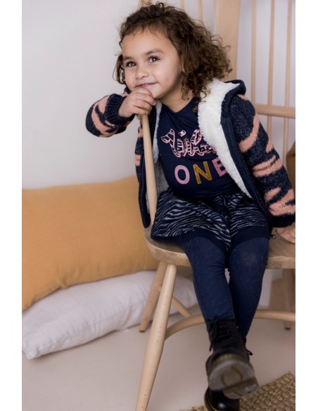 Dirkje meisjes shirt donkerblauw wild one pailletten