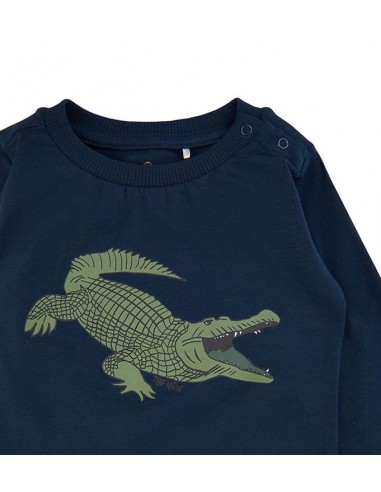 The New T-shirt lange mouwen blauw krokodil