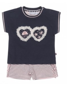 Dirkje t-shirt korte mouwen en short blauw roze