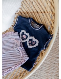 Dirkje t-shirt korte mouwen en short blauw roze 2