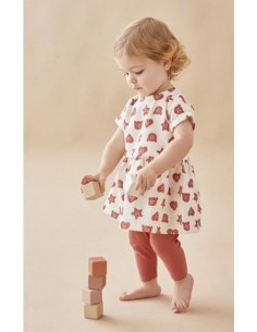 Noukie's - Jurk + legging set, ecru/rood