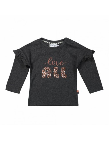 Dirkje meisjes shirt donkergrijs met ruches