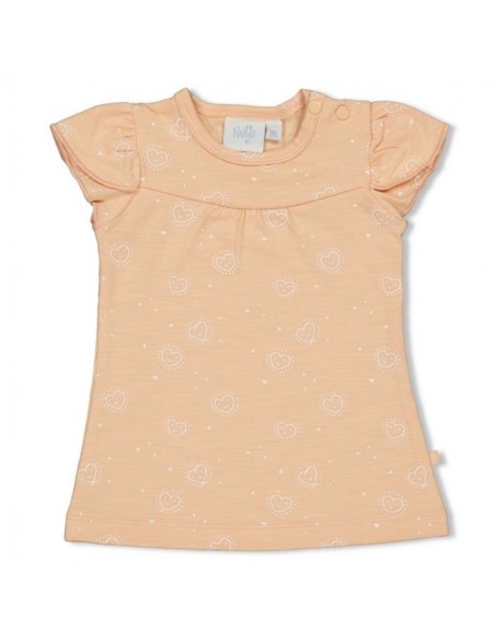 Feetje kleedje peach met hartjes