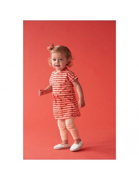 Feetje kleedje roze gestreept 'Papaya Punch'
