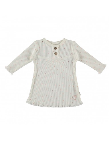 BESS kleedje wit met roze bolletjes