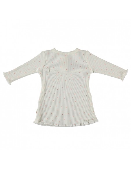 BESS kleedje wit met roze bolletjes
