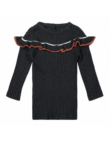 Dirkje meisjes jurk donkergrijs ribbel