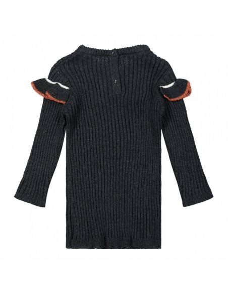 Dirkje meisjes jurk donkergrijs ribbel