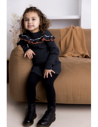 Dirkje meisjes jurk donkergrijs ribbel