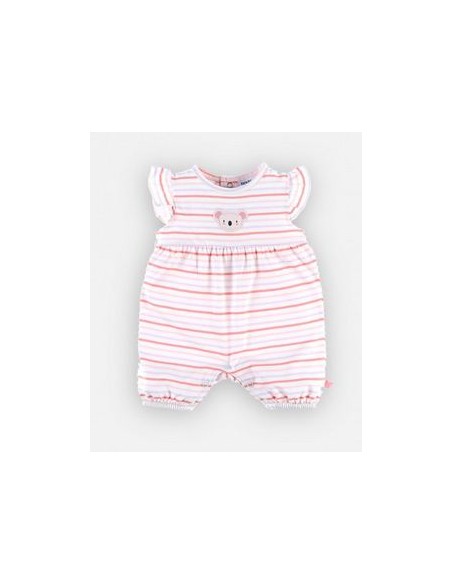 Noukie's - gestreepte romper pyjama, lichtroos