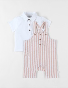 Noukies Tuinbroek + body ceremonie set, ecru/lichte karamel