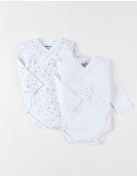 Noukie's - Set met 2 body's uit katoen, wit