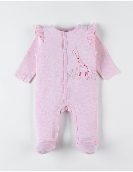 Noukie's  Jersey 1-delige pyjama met giraffenprint, roos