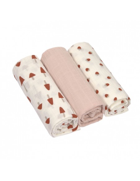 Swaddle & Burp Blanket L Little Forest powder pink