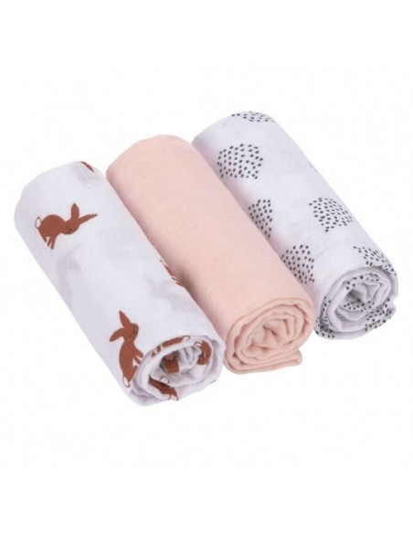 Lässig - swaddle & Burp Blanket M Little Forest Rabbit