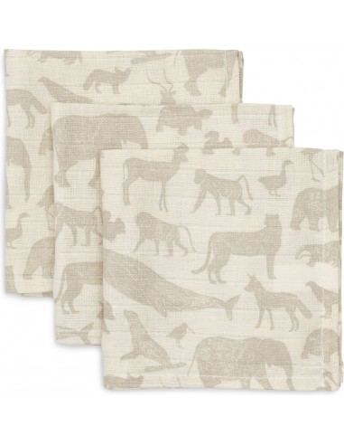 Hydrofiel Washandje 15x20cm Animals Nougat (3pack)