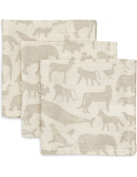 Hydrofiel Washandje 15x20cm Animals Nougat (3pack)