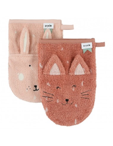 Washcloths 2-pack  Mrs. Cat - Mrs. Rabbit