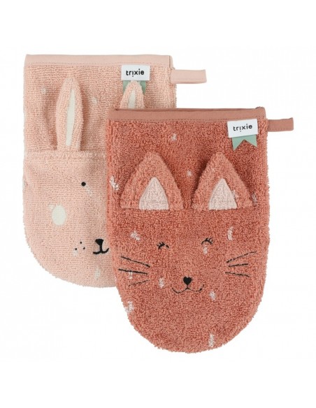 Washcloths 2-pack  Mrs. Cat - Mrs. Rabbit