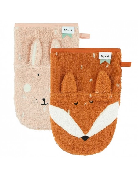 Washcloths 2-pack  Mrs. Rabbit - Mr. Fox