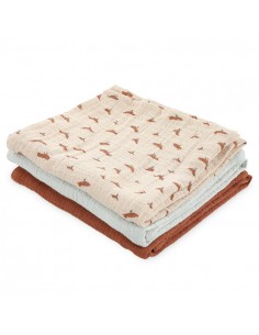 Muslin cloths 3-pack mix  55x55cm - Babbling Birds