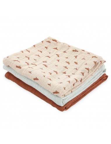 Muslin cloths 3-pack mix  55x55cm - Babbling Birds
