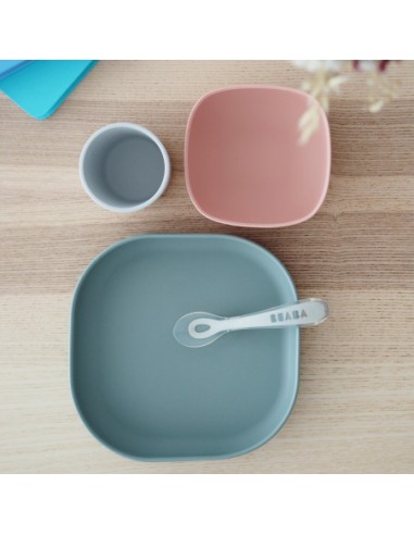 Siliconen maaltijdkoffer 4 stuks - Eucalyptus