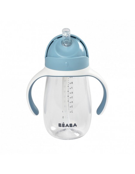 Drinkbeker met rietje 300 ml - windy blue