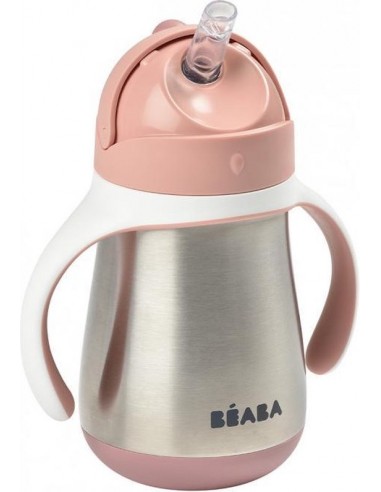 Beaba - Inox drinkbeker met rietje 250 ml - old pink